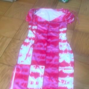Triple high split pink dress
